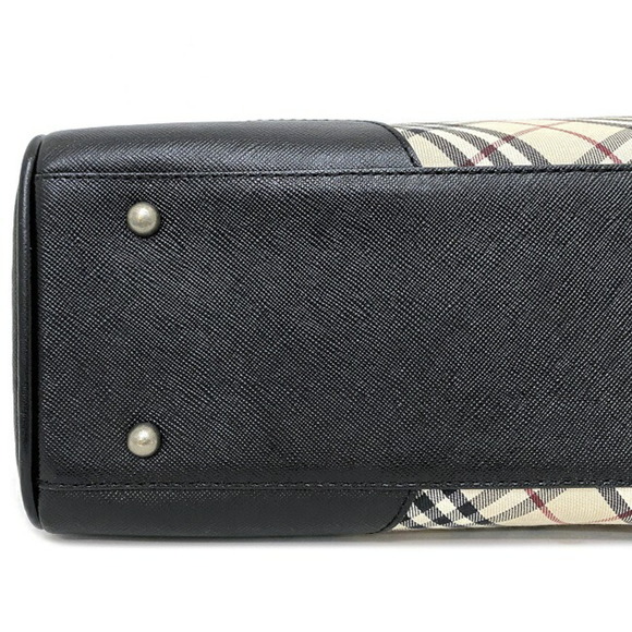 Burberry Tote Bag Beige Black Check Nova Handbag Canvas Leather BURBERRY Wome... - Picture 6 of 10